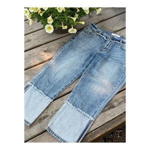 Carly & Ivy Denim Crop Jeans Reverse Cuff Straight Sz 28